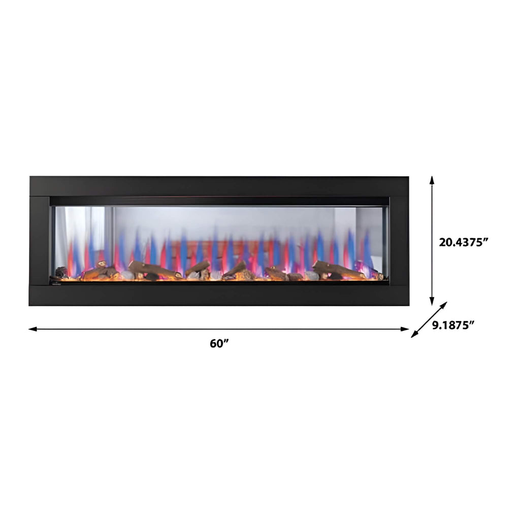 Napoleon Clearion Elite Fully Recessed See Thru Wall Mounted Electric Fireplace, 60" [NEFBD60HE] (SAK31716) - Saksby Wholesale - Dimensions View