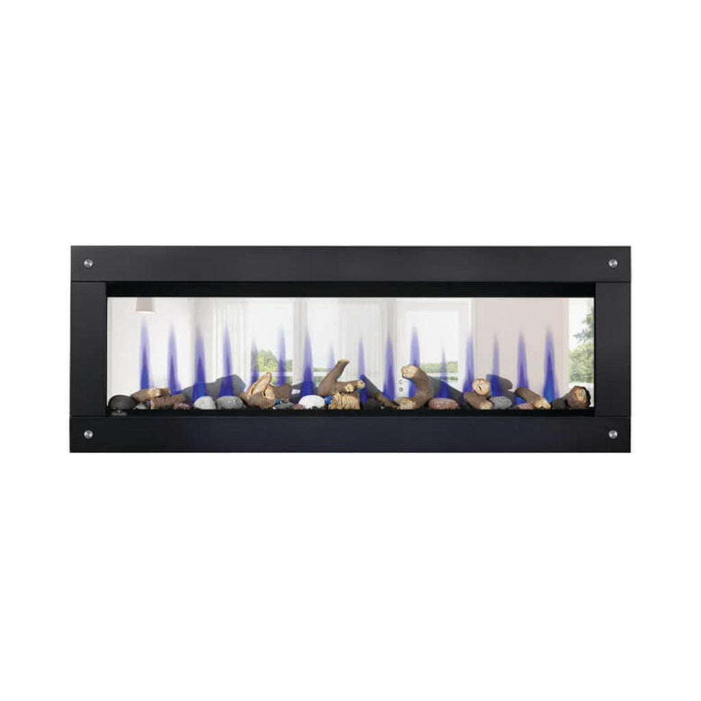 Napoleon Clearion Elite Fully Recessed See Thru Wall Mounted Electric Fireplace, 60" [NEFBD60HE] (SAK31716) - Saksby Wholesale - Front View With Blue Flames