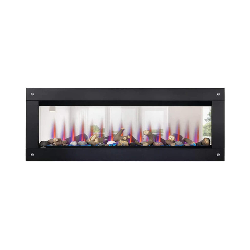 Napoleon Clearion Elite Fully Recessed See Thru Wall Mounted Electric Fireplace, 60" [NEFBD60HE] (SAK31716) - Saksby Wholesale - Red And Purple Flames With Blue Crystals View