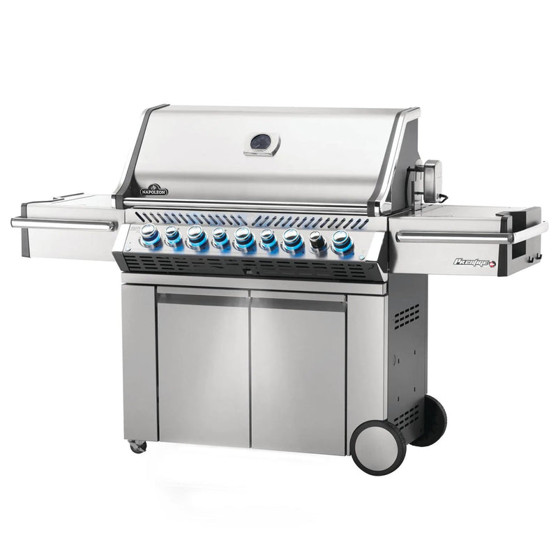 NAPOLEON Prestige PRO 665 Natural Gas Grill with Infrared Rear Burner and Infrared Side Burner and Rotisserie Kit Side View