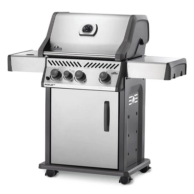NAPOLEON ROGUE XT 425 SID Freestanding Stainless Steel Propane Grill W/ Infrared Side Burner, 51" - SAKSBY.com -Full View