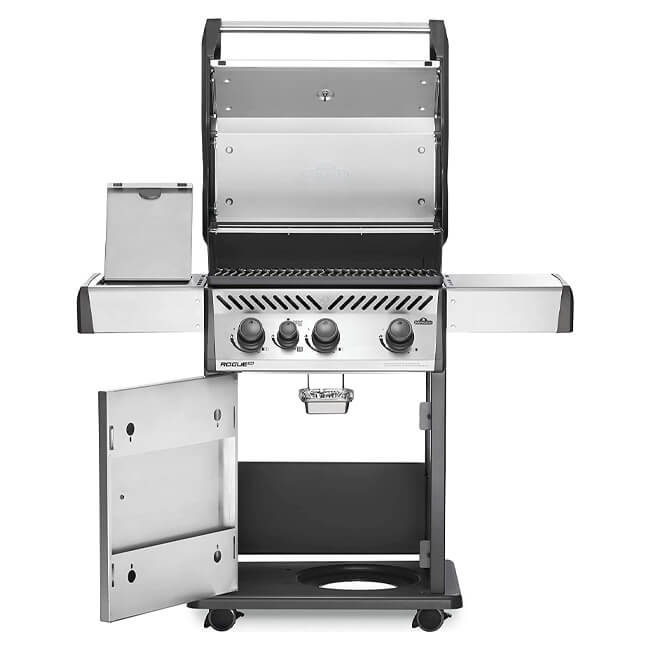 NAPOLEON ROGUE XT 425 SID Freestanding Stainless Steel Propane Grill W/ Infrared Side Burner, 51" - SAKSBY.com - Full View