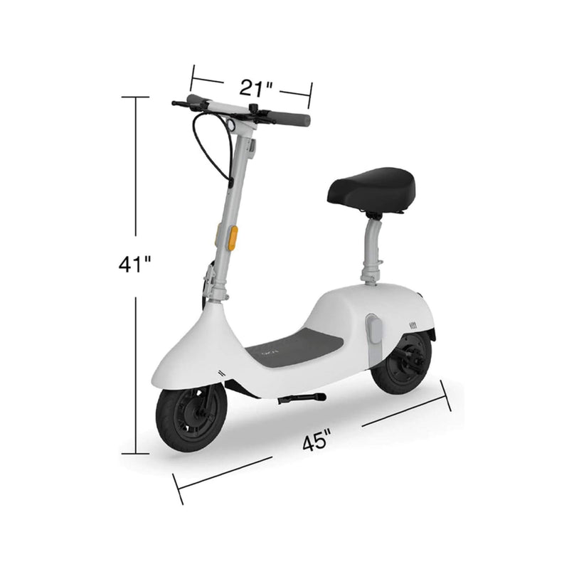 Okai Beetle Pro EA10C 900W 48V/10.4AH Small Foldable Electric Scooter With Seat, White (SAK73526) - Saksby Wholesale - Dimensions