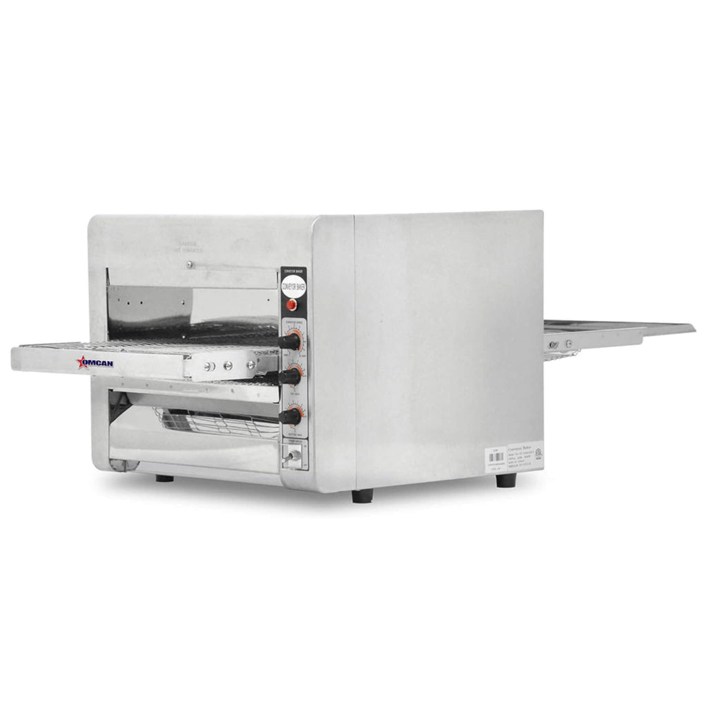 Omcan Premium Commercial Stainless Steel Conveyor Restaurant Countertop Pizza Baking Oven, 3600W (SAK48164) - Saksby Wholesale - Front Left View