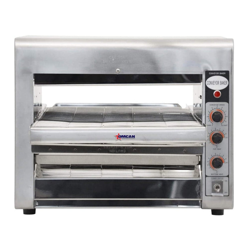 Omcan Premium Commercial Stainless Steel Conveyor Restaurant Countertop Pizza Baking Oven, 3600W (SAK48164) - Saksby Wholesale - Front View