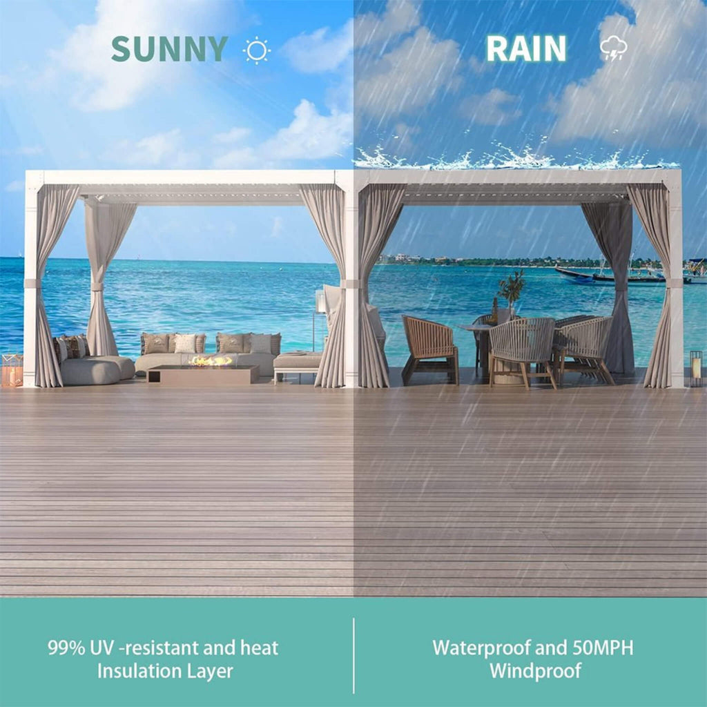 [12x20FT] YLN Outdoor Hardtop Louvered Pergola With Adjustable Aluminum Rainproof Roof (SAK18625) - Saskby Wholesale - Weather Resistance View
