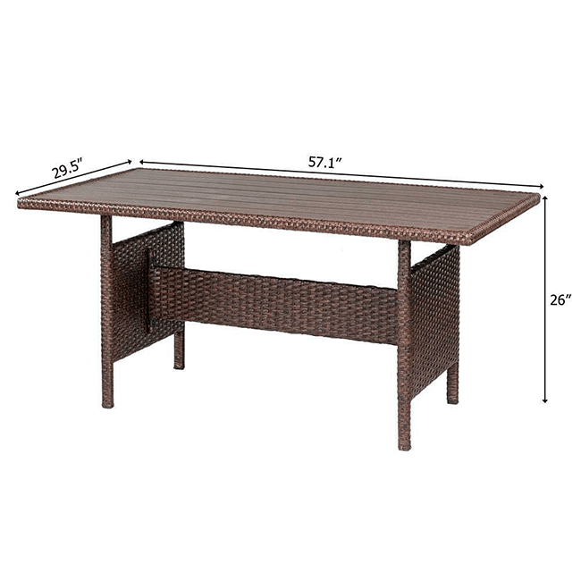 Outdoor Patio Rattan Dining Furniture Set W/ Cushions, Sofa, Ottoman & Table, 8PCS - SAKSBY.com - Measurement View