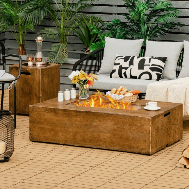 Outdoor Propane Gas Fire Pit Table W/ Lava Rocks & Cover, 50K BTU - SAKSBY.com - Propane Fire Pits - SAKSBY.com