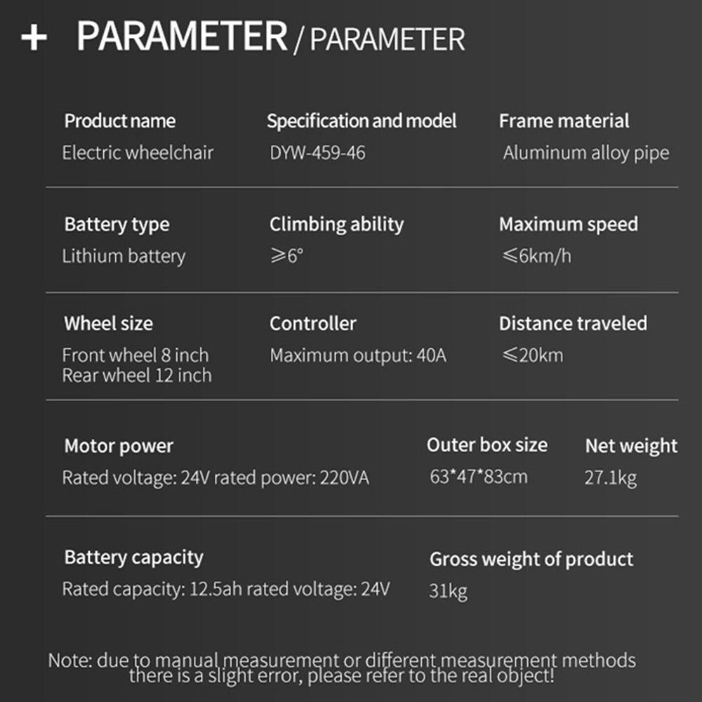 PCMOS DYW459 500W Portable Electric Lightweight Motorized Wheelchair - SAKSBY.com - Electric Wheelchairs - SAKSBY.com