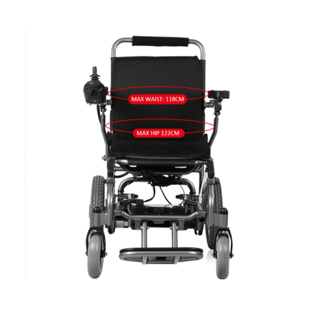 PCMOS WD602 17.5-Inch Heavy-Duty Electric Motorized Lightweight Wheelchair, 250LBS (SAK56491) - Saksby Wholesale - Waist And Hip Dimensions