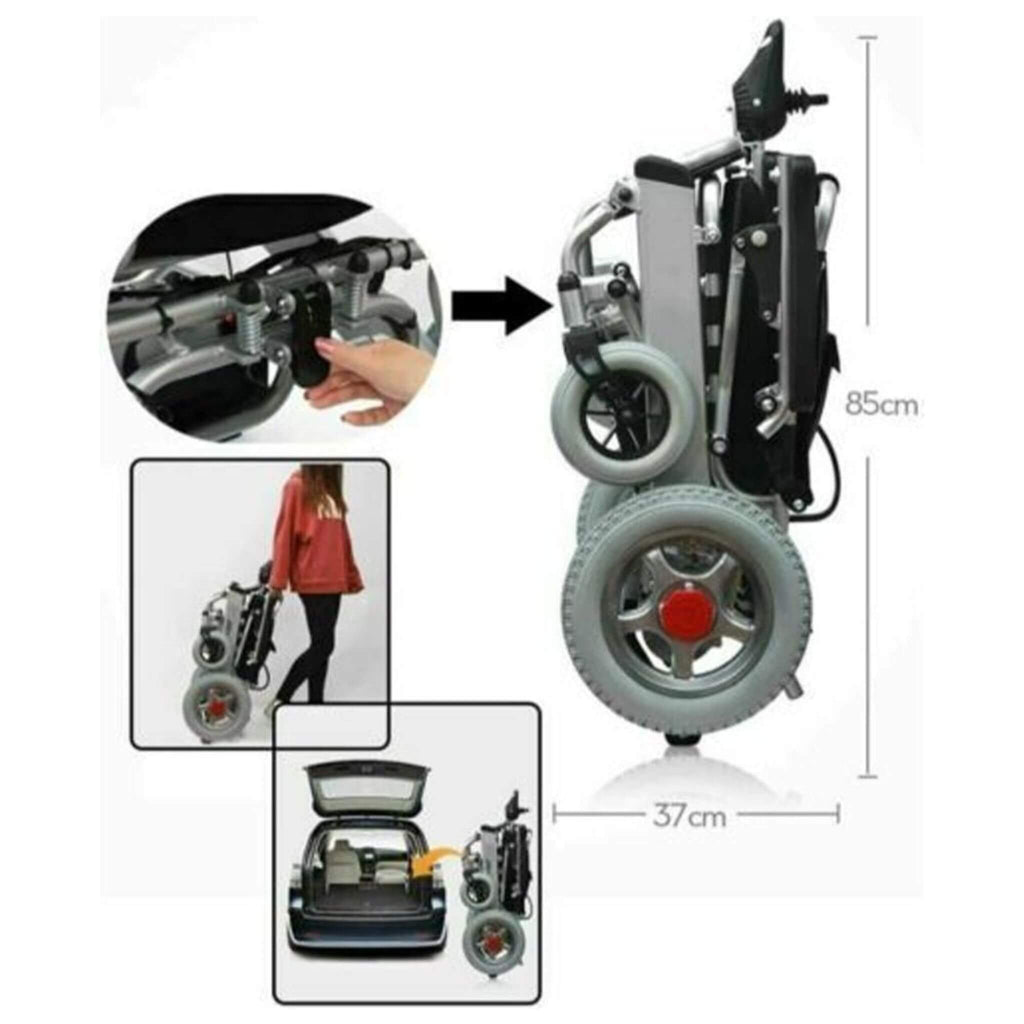 PCMOS WD602 17.5-Inch Heavy-Duty Electric Motorized Lightweight Wheelchair, 250LBS (SAK56491) - Saksby Wholesale - Dimensions