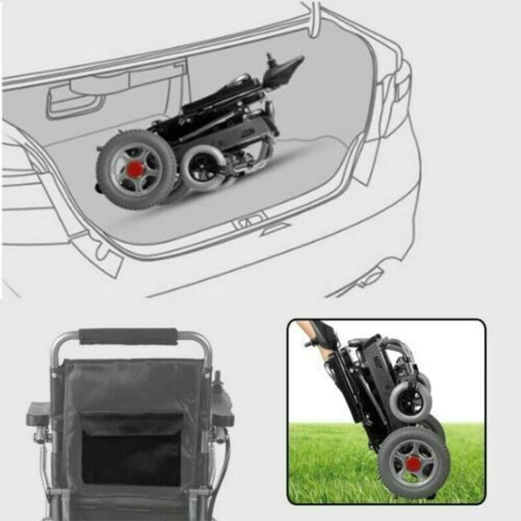PCMOS WD602 17.5-Inch Heavy-Duty Electric Motorized Lightweight Wheelchair, 250LBS (SAK56491) - Saksby Wholesale - Folded View