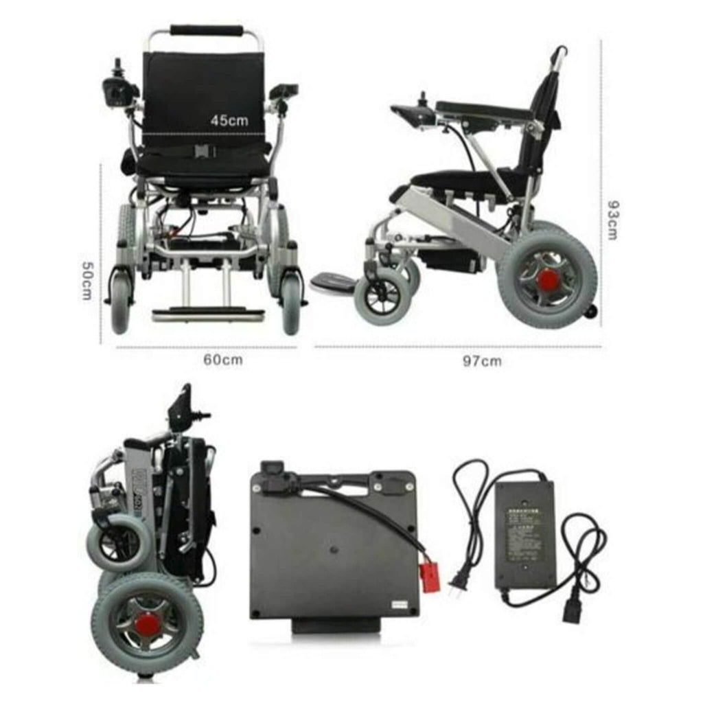 PCMOS WD602 17.5-Inch Heavy-Duty Electric Motorized Lightweight Wheelchair, 250LBS (SAK56491) - Saksby Wholesale - Product Dimensions