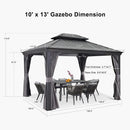 PLF Large Premium Outdoor Hardtop Aluminum Gazebo With Galvanized Steel Double Roof, 10x13FT (91374826) - SAKSBY.com - Canopies & Gazebos - SAKSBY.com