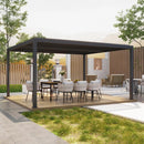 PLF Premium Outdoor Gray Aluminum Hardtop Pergola Gazebo With Adjustable Roof, 12x16FT (95281364) - SAKSBY.com - Canopies & Gazebos - SAKSBY.com