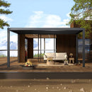 [12x16FT] Premium Outdoor Gray Aluminum Hardtop Pergola Gazebo With Adjustable Roof (SAK81364) - Saskby Wholesale - Lifsetyle View