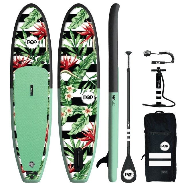 POP BOARD CO Inflatable Board 10'6 Royal Hawaiian Mint/Black - SAKSBY.com - Stand Up Paddle Boards - SAKSBY.com