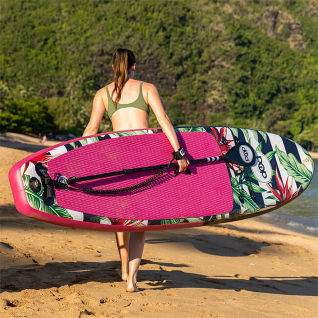 Pop Board Co. Inflatable Board 10'6 Royal Hawaiian Pink/Black (SAK36410) - Saksby Wholesale - Lifestyle Image Carried
