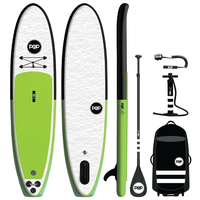 POP BOARD CO Inflatable Board 11'0 PopUp Green/Black - SAKSBY.com - Stand Up Paddle Boards - SAKSBY.com