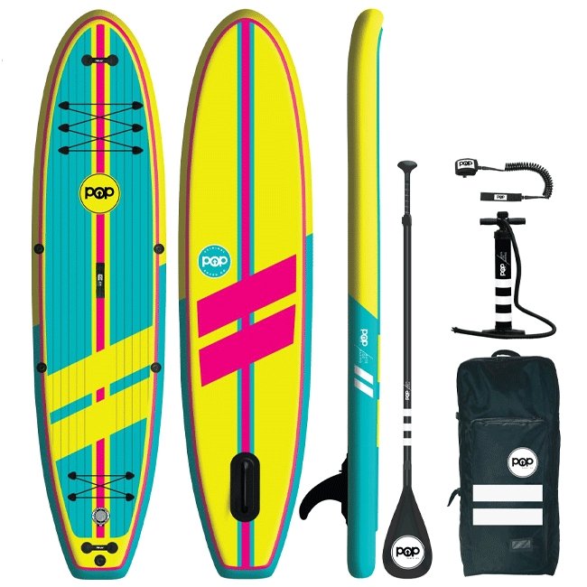 POP BOARD CO Inflatable Paddle Board 11'0 Yacht Hopper Turq/Pink/Ylw - SAKSBY.com - Stand Up Paddle Boards - SAKSBY.com