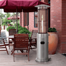 Portable Cylindrical Freestanding Outdoor Round Glass Tube Propane Patio Heater, 41K BTU - SAKSBY.com - In Use View