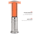 Portable Cylindrical Freestanding Outdoor Round Glass Tube Propane Patio Heater, 41K BTU - SAKSBY.com -Zoom Parts View