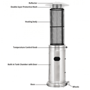 Portable Cylindrical Freestanding Outdoor Round Glass Tube Propane Patio Heater, 41K BTU - SAKSBY.com - Detail View