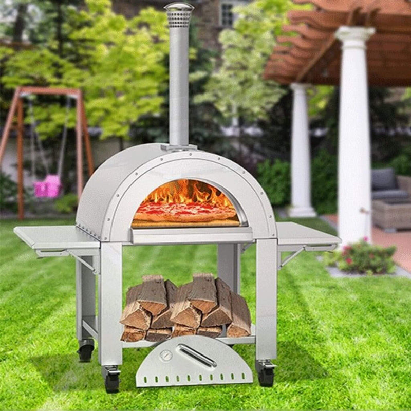 Portable Outdoor Stainless Steel Wood Fired Pizza Oven, 46'' (SAK46584) - Saksby Wholesale - Outdoor Setup