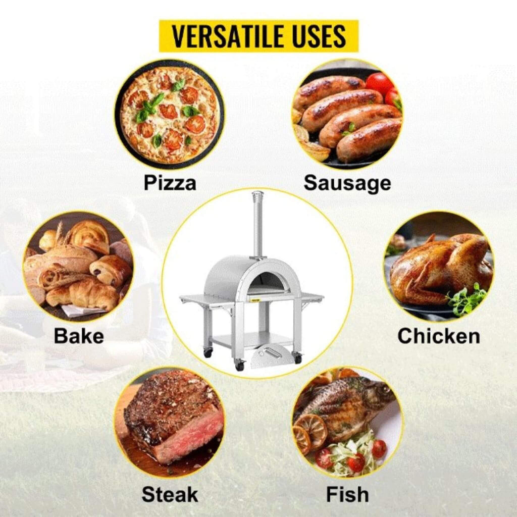 Portable Outdoor Stainless Steel Wood Fired Pizza Oven, 46'' (SAK46584) - Saksby Wholesale - Versatile Uses
