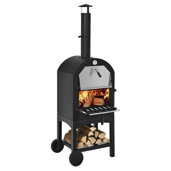 Portable Outdoor Wood Fired Pizza Oven W/ Pizza Stone & Waterproof Cover - SAKSBY.com - Pizza Makers & Ovens - SAKSBY.com