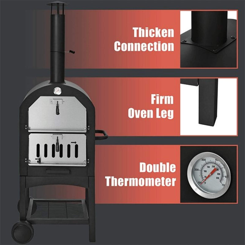 Portable Outdoor Wood Fired Pizza Oven W/ Pizza Stone & Waterproof Cover (SAK82635) - Sasksby Wholesale -Parts View