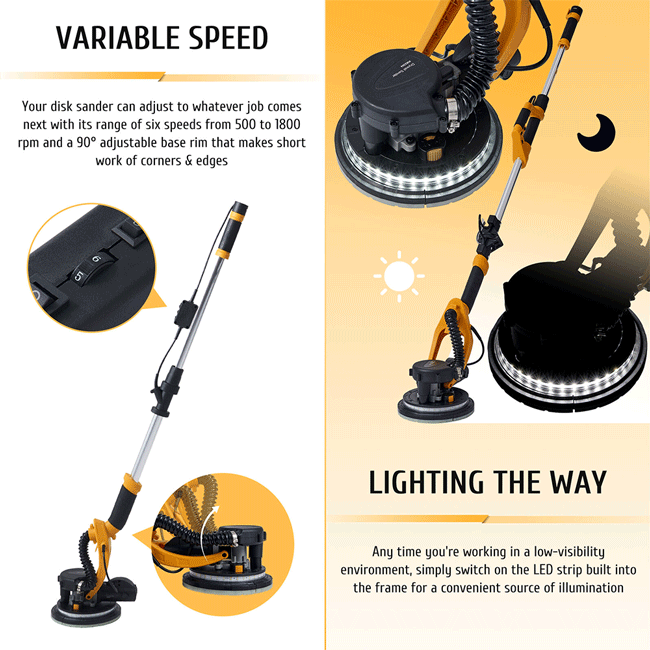 PREENEX Electric Powered Drywall Sanding Machine W/ Dust Collection, 800W - SAKSBY.com - Drywall Sanders - SAKSBY.com