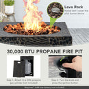 Premium 16FT Square Outdoor Propane Fire Pit W/ Lava Rocks Waterproof Cover, 30,000 BTU (93195268) - Demonstration View