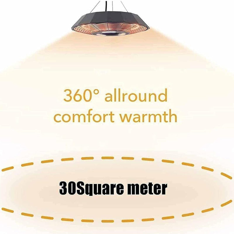 Premium 2000W Electric Outdoor Patio Hanging Infrared Heater With LED Light (97516842) - SAKSBY.com - Patio Heaters - SAKSBY.com