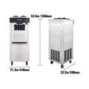 Premium 3 Flavors Commercial Soft Serve Yogurt Ice Cream Machine Maker, 20-28L/H (SAK97524) - Saksby Wholesale - Product Dimensions