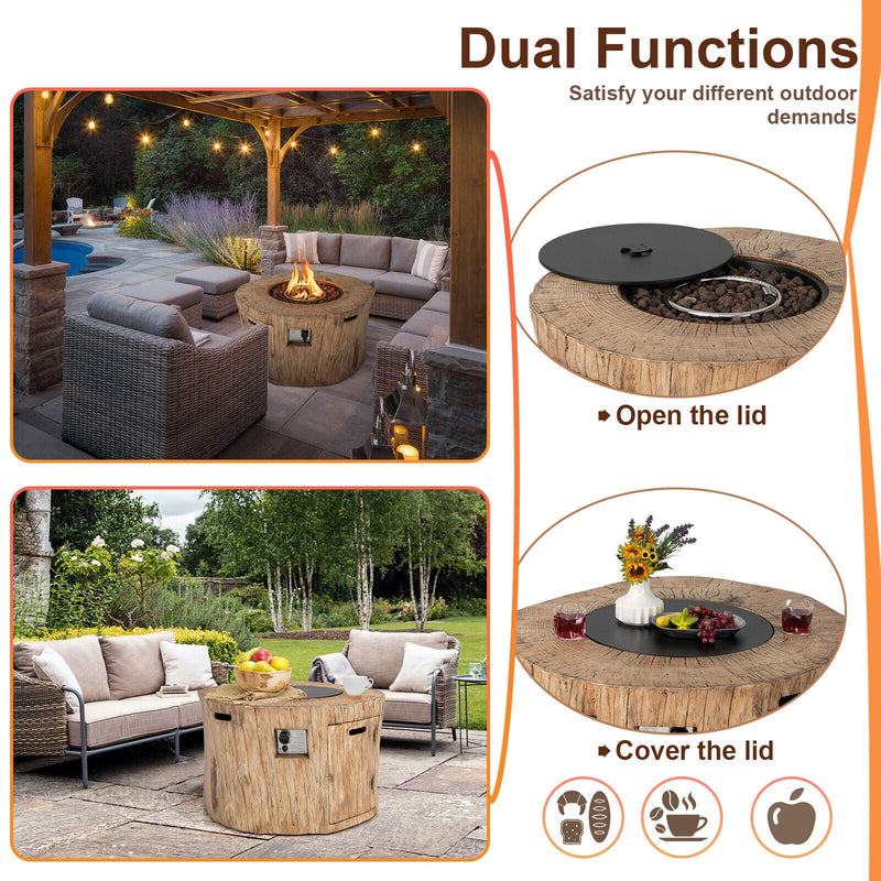 Premium 40" Round Propane Gas Fire Pit Table W/ PVC Cover, Rocks & Gas Kit (91544852) - SAKSBY.com - Zoom Parts View