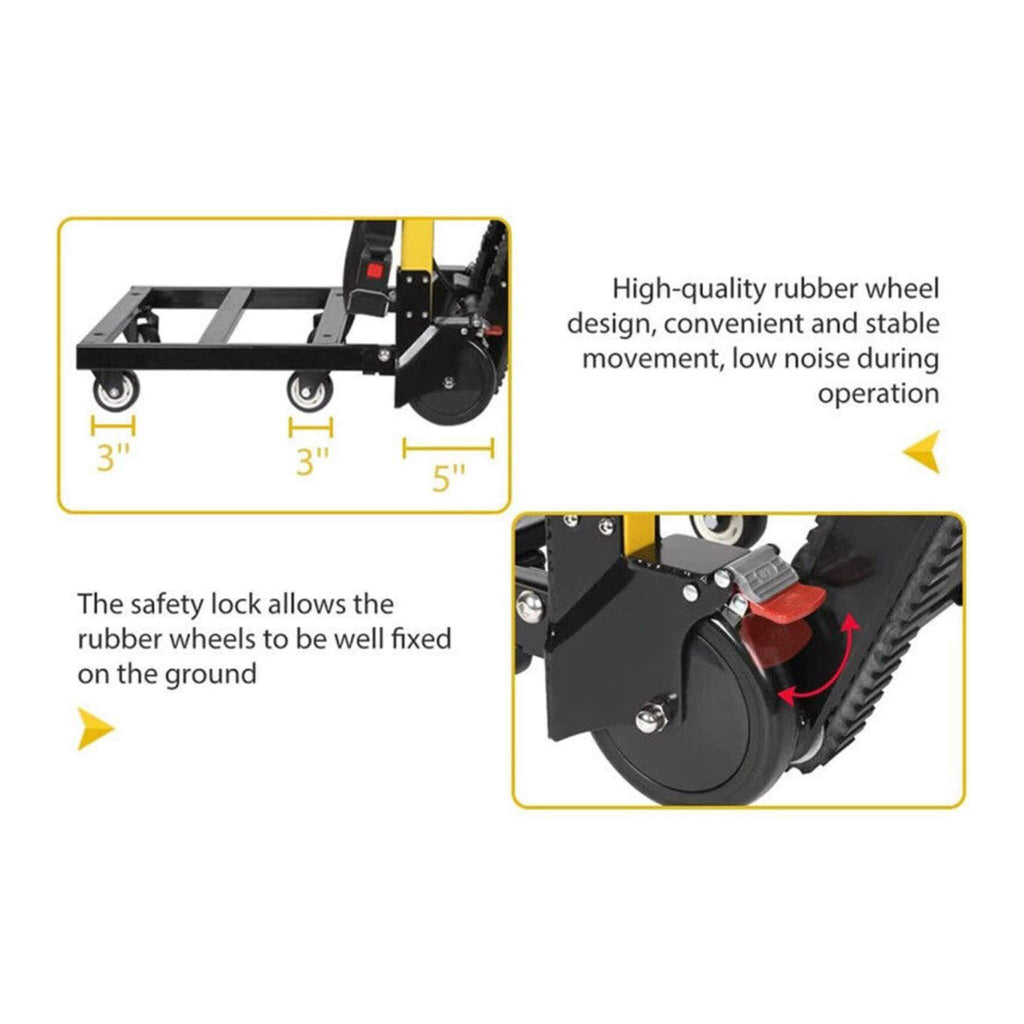 Premium 440LBS Electric Stair Climbing Dolly Hand Truck Folding Cart With Wheels (SAK31825) - Saksby Wholesale - Wheel Features View