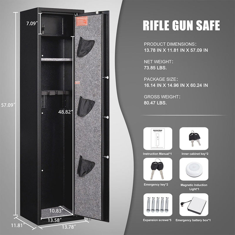 Premium 5 Rifle Biometric Gun Safe Cabinet W/ Keys (93721405) - SAKSBY.com - Cabinets & Safes - SAKSBY.com