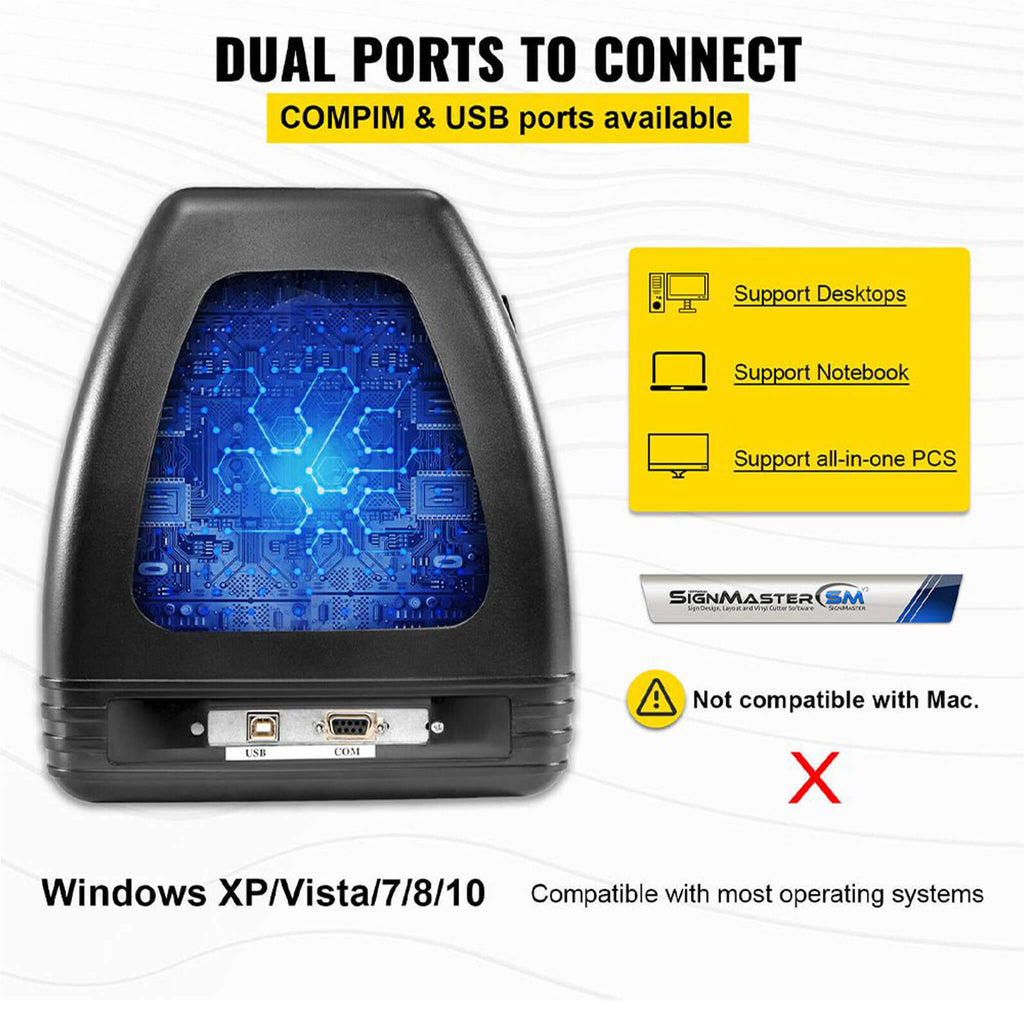 Premium 53-Inch Vinyl Design Cutting & Printing Machine Kit (SAK26843) - Saksby Wholesale - Dual Ports