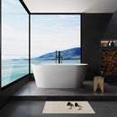 Premium 59" Modern Soaking Acrylic Standalone Freestanding Bathtub With Chrome Overflow, White (93627514) - SAKSBY.com - Bathtubs - SAKSBY.com