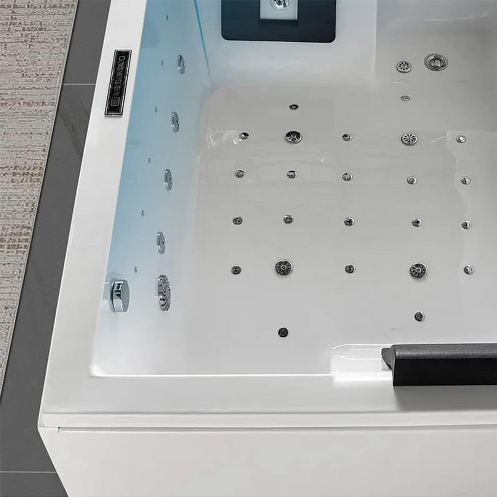 Premium 71-Inch Modern Acrylic Soaking Bathtub With Bubble Jets And LED Lighting (SAK96231) - Saksby Wholesale - Close Up