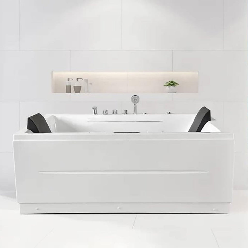 Premium 71-Inch Modern Acrylic Soaking Bathtub With Bubble Jets And LED Lighting (SAK96231) - Saksby Wholesale - Lifestyle Side View