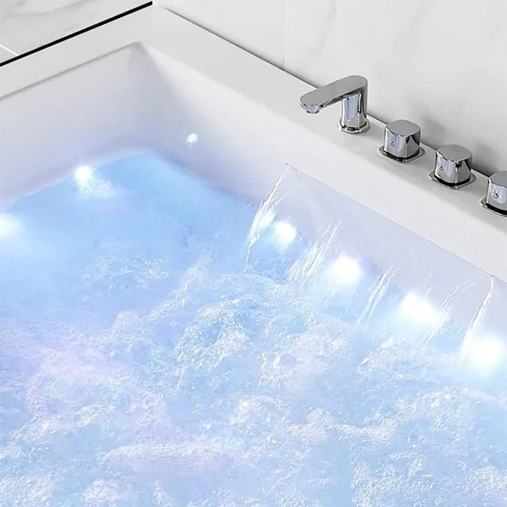 Premium 71-Inch Modern Acrylic Soaking Bathtub With Bubble Jets And LED Lighting (SAK96231) - Saksby Wholesale - Waterfall