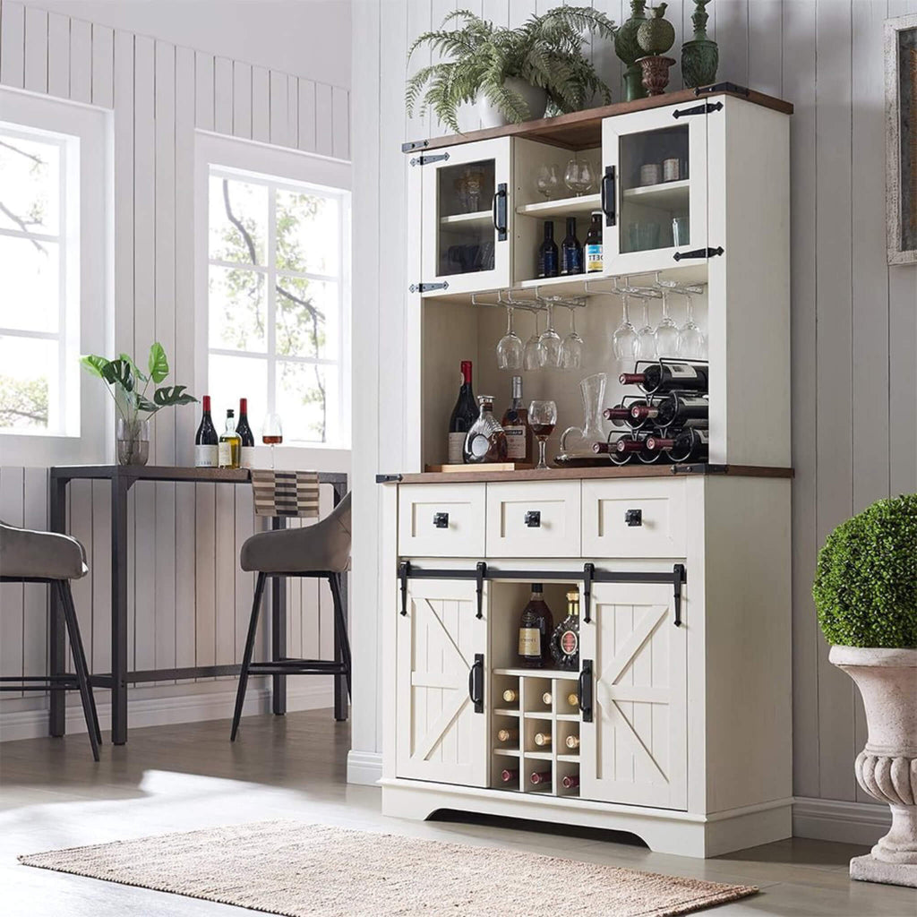 Premium 72-Inch Home Bar Wine Cabinet W/ Sliding Barn Door (SAK12947) - Saksby Wholesale - Room View
