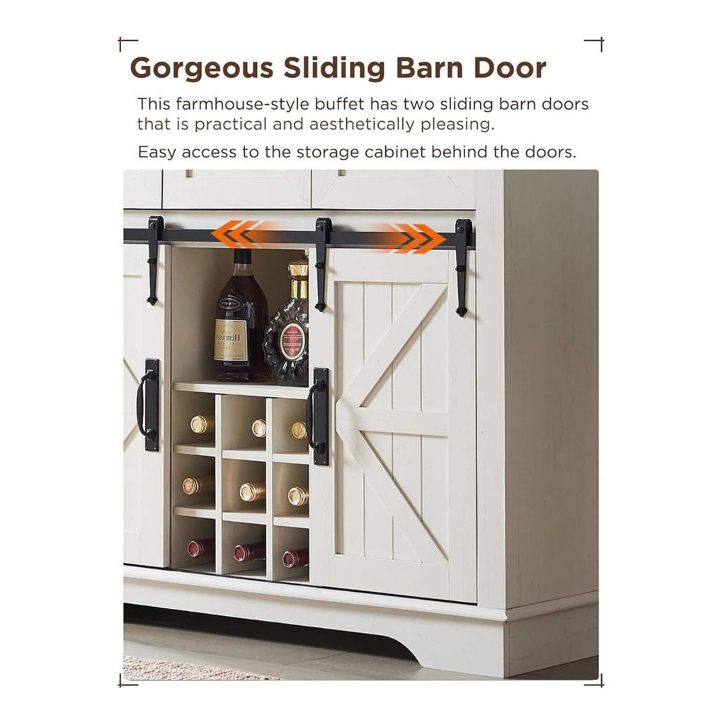 Premium 72-Inch Home Bar Wine Cabinet W/ Sliding Barn Door (SAK12947) - Saksby Wholesale - Sliding Barn Door View