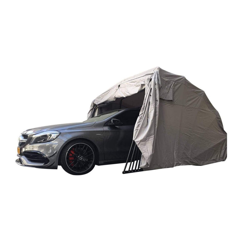 [09x20FT] Premium All-Weather Retractable Steel Frame Carport Canopy For Cars & SUVs (SAK41385) SAKSBY - Front Right Corner View
