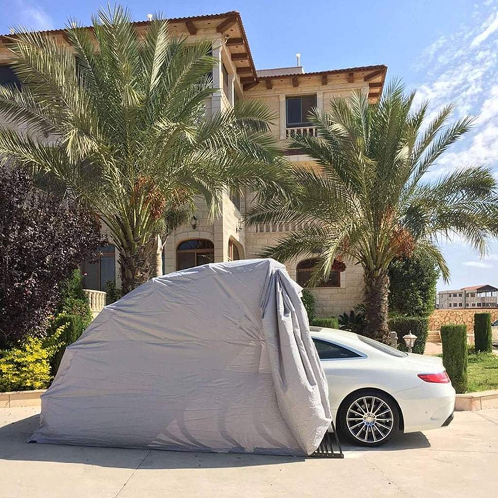 [09x20FT] Premium All-Weather Retractable Steel Frame Carport Canopy For Cars & SUVs (SAK41385) SAKSBY - Outdoor View