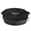 Premium Black Outdoor Patio Rattan Daybed Sofa W/ Adjustable Table Top, Canopy & 3 Pillows, 76'' (92534186) - Full View