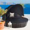 Premium Black Outdoor Patio Rattan Daybed Sofa W/ Adjustable Table Top, Canopy & 3 Pillows, 76'' (92534186) - Side View