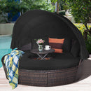 Premium Black Outdoor Patio Rattan Daybed Sofa W/ Adjustable Table Top, Canopy & 3 Pillows, 76'' (92534186) - SAKSBY.com - Patio Furniture - SAKSBY.com
